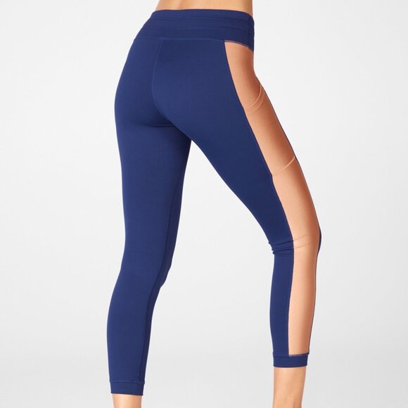 💙 Fabletics PowerHold Leggings | Navy w/ Bronze Side Panels | Size M | EUC - Picture 3 of 10